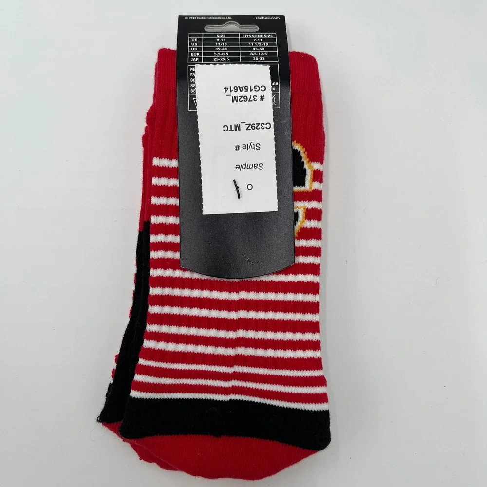 Reebok NHL‎ Calgary Flames Men's Crew Socks 3 Pack Size L 9-11 Red Grey New